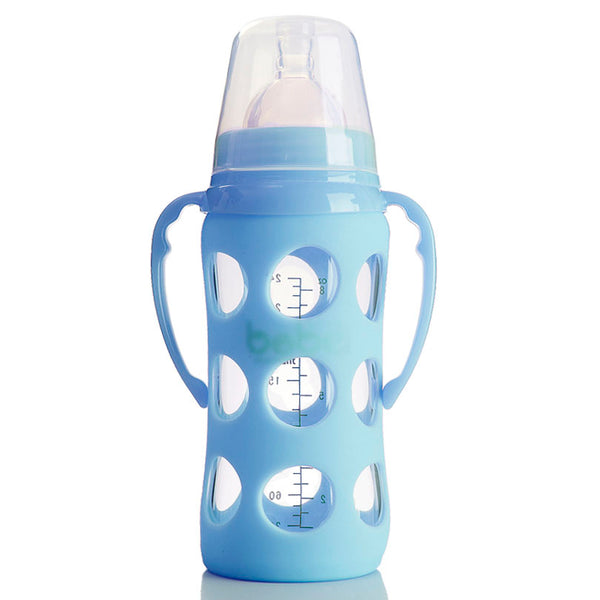 Silicone Glass Milk Feeding Bottle