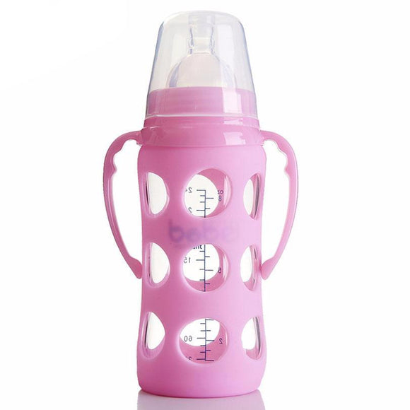 Silicone Glass Milk Feeding Bottle