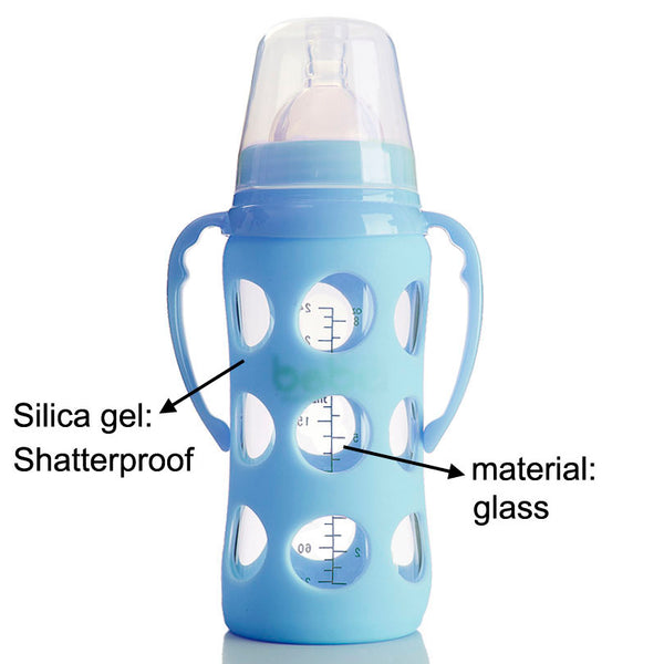 Silicone Glass Milk Feeding Bottle