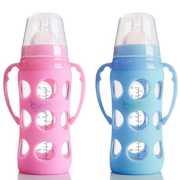 Silicone Glass Milk Feeding Bottle
