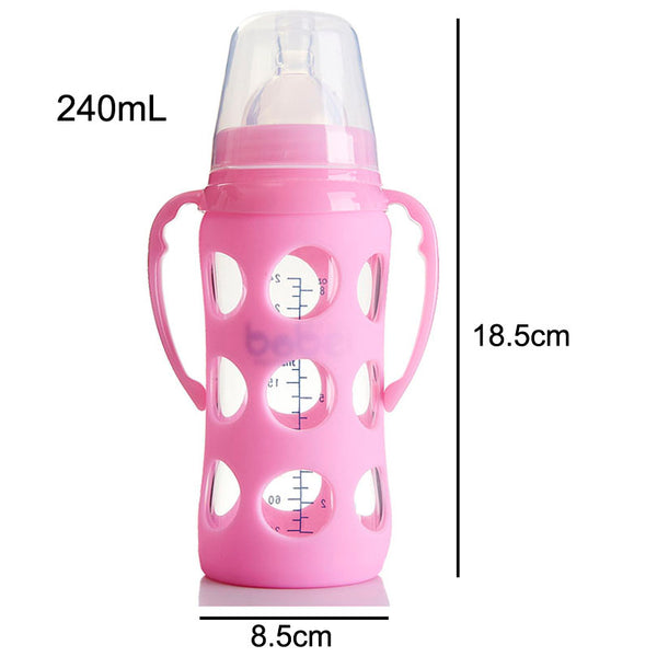 Silicone Glass Milk Feeding Bottle