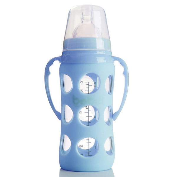 Silicone Glass Milk Feeding Bottle